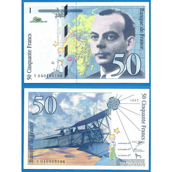 France 50 Francs 1997 Billet Saint Exupery Avion Bi Plan Petit Prince Serie V