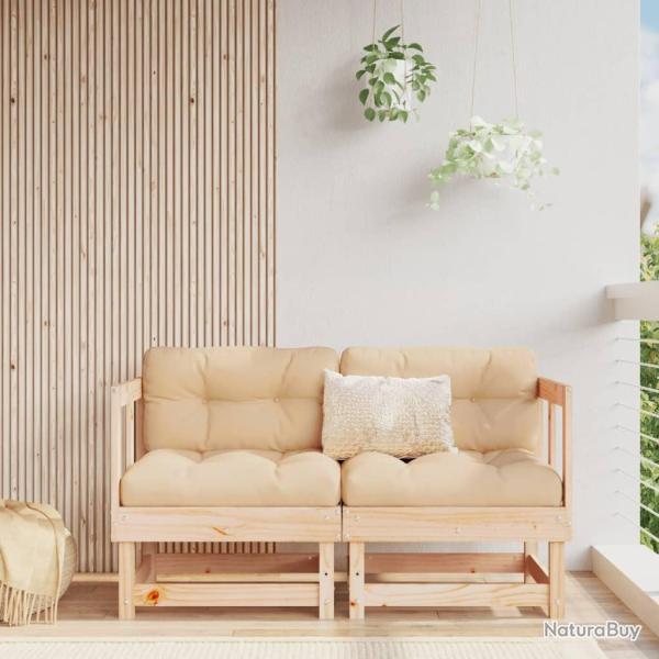 Canap�s d'angle de jardin 2 pcs bois de pin massif