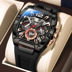Superbe Montre Chrono Homme Acier Etanche-Black Black