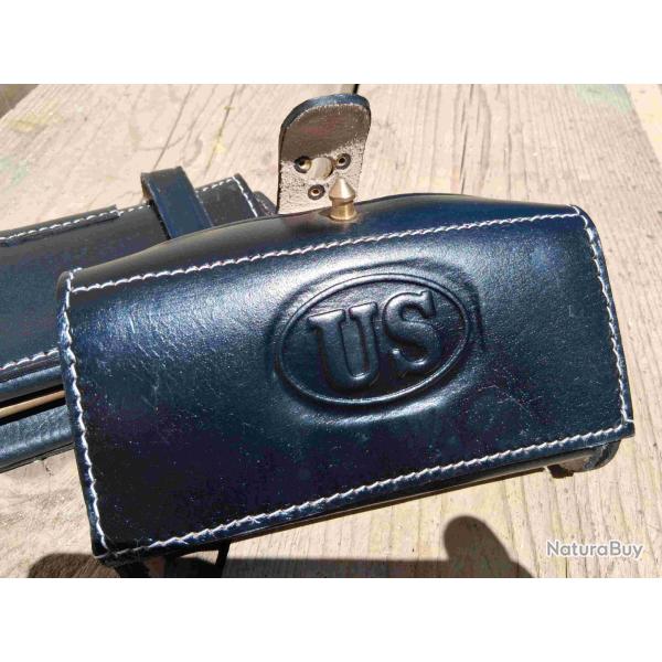 Giberne de ceinturon r�glementaire US en cuir, mod�le 1874 pour cal. 45-70Gvt