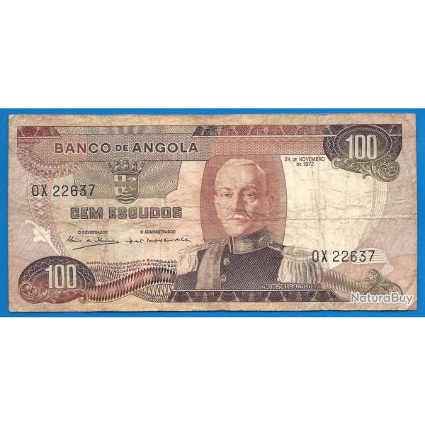 Angola 100 Escudos 1972 Billet Colonie Portugal Afrique Carmona