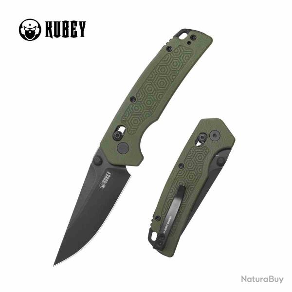 Couteau Kubey Geri Lame Acier 14C28N Manche G10 Green Bar Lock KUB464C
