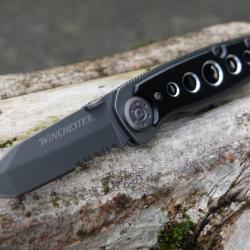 Couteau Backup Winchester Parfive Lame Tanto Acier Inox Liner Lock Manche Acier Clip de Poche
