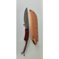 Couteau de Chasse Elk Ridge Fixe Pleine Soie  &Eacute;tui Cuir / Paracorde