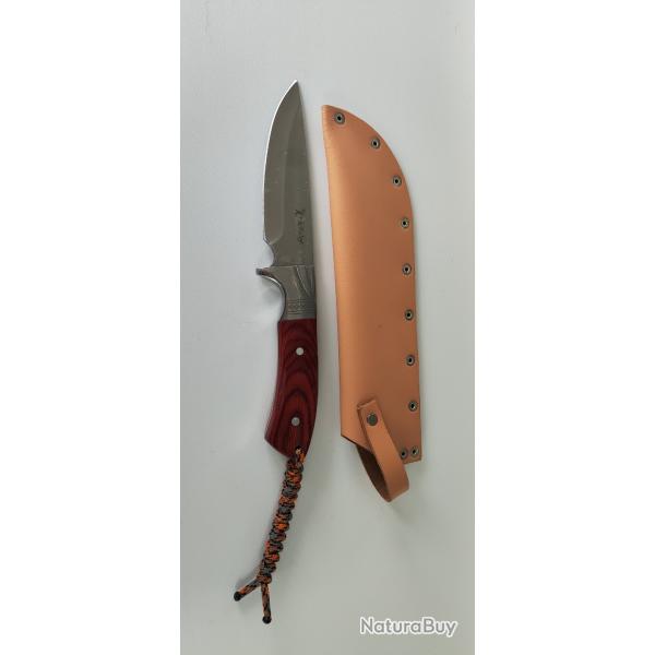 Couteau de Chasse Elk Ridge Fixe Pleine Soie  �tui Cuir / Paracorde