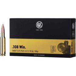 Cartouches RWS 308WIN TARGET ELITE PLUS calibre 308 win 168grs 10.9g x20
