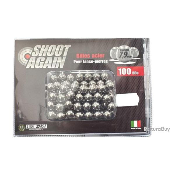 Billes acier pour lance-pierres SHOOT AGAIN 7.6mm x100