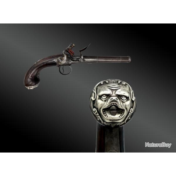 PISTOLET � SILEX, � COFFRE DE TYPE QUEEN ANN, PAR W. GUY - LONDON