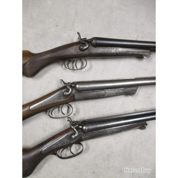 Lot de 3 Fusils type Lefaucheux 1877, Cal 16 � chiens, � 1 euro sans prix de r�serve!!!