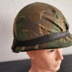 Casque US M1 USMC guerre du Vietnam ERDL