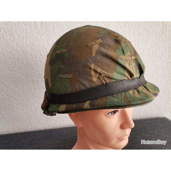 Casque US M1 USMC guerre du Vietnam ERDL