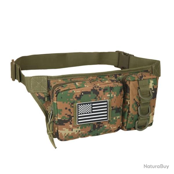 Sac Banane Tactique 2L Molle Nylon �tanche Randonn�e Camping Trekking Moto V�lo Outdoor Camo Arbre
