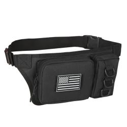 Sac Banane Tactique 2L Molle Nylon &Eacute;tanche Randonn&eacute;e Camping Trekking Moto V&eacute;lo Outdoor Noir