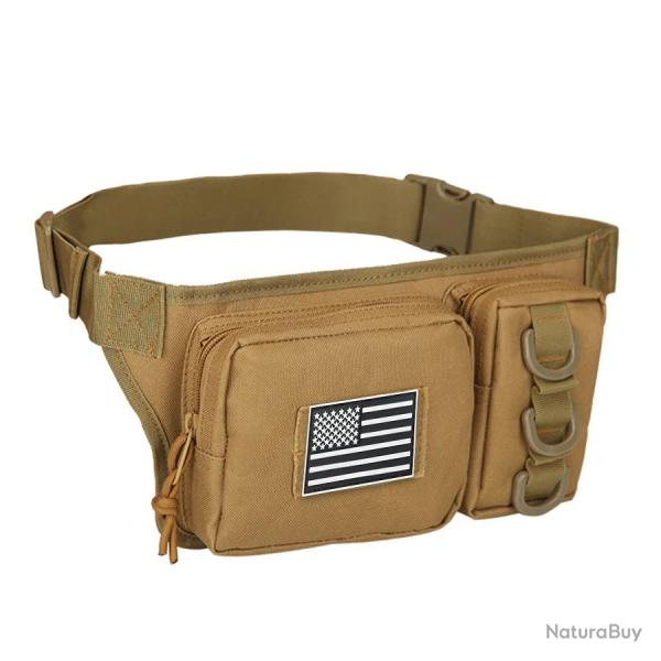 Sac Banane Tactique 2L Molle Nylon �tanche Randonn�e Camping Trekking Moto V�lo Outdoor Kaki