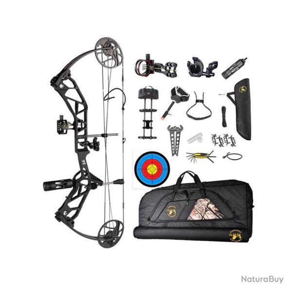 Kit arc � poulie Topoint T1 Deluxe RH Anodized Black 20-60lbs