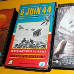 LOT DE 3 CASSETTES V.H.S : LA LISTE DE SCHINDER , APOCALYPSE NOW , 6 JUIN 1944 "D" DAY , BON  ETAT V