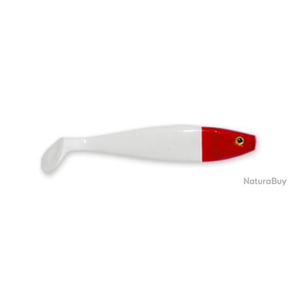 Leurre Souple Delalande Shad GT 9cm Blanc T�te Rouge