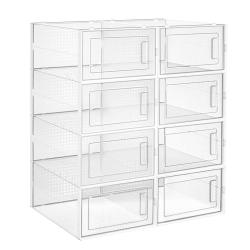 Bo&icirc;tes &agrave; chaussures lot de 8 rangement chaussures pliable pour pointure jusqu'&agrave; 42 transparent et b