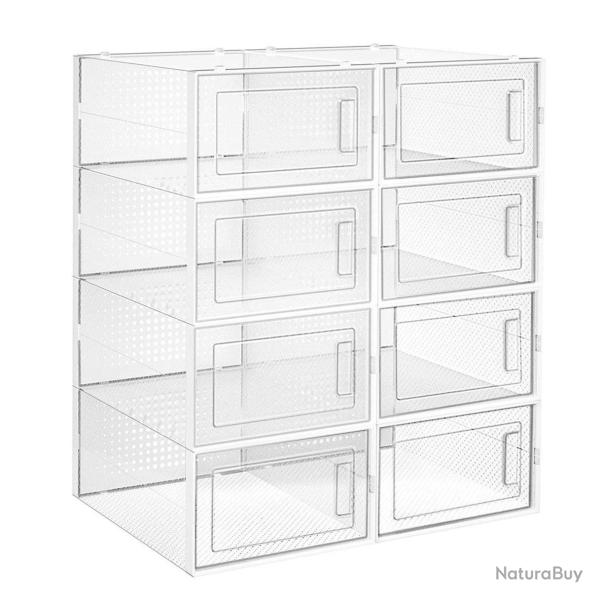 Bo�tes � chaussures lot de 8 rangement chaussures pliable pour pointure jusqu'� 42 transparent et b