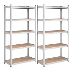 Lot de 2 &eacute;tag&egrave;res charge lourde m&eacute;tallique 180 x 90 x 40 cm 5 niveaux charge totale 875 kg (175 kg/