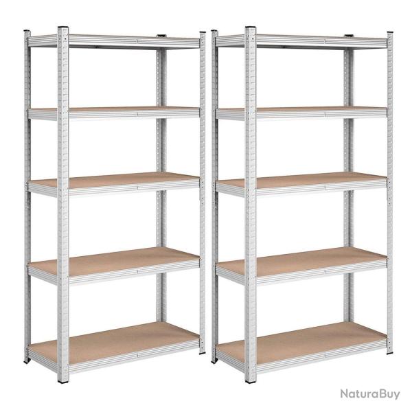 Lot de 2 �tag�res charge lourde m�tallique 180 x 90 x 40 cm 5 niveaux charge totale 875 kg (175 kg/