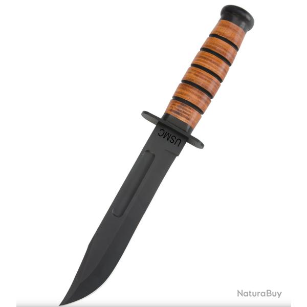 V�ritable Couteau de combat USMC avec �tui et Manche en Cuir