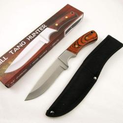 Couteaux de Chasse Survie Rando Skinner Lame Acier Inox Manche Bois Etui Nylon 915