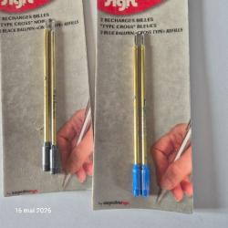 Recharge pour stylo &agrave; bille type Cross Bleu et noir - Medium - Lot de quatre