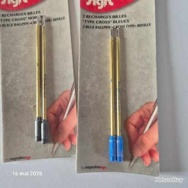 Recharge pour stylo � bille type Cross Bleu et noir - Medium - Lot de quatre