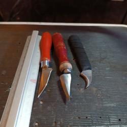 Lot de 3 couteau de sculpture sur bois professionnels ancien