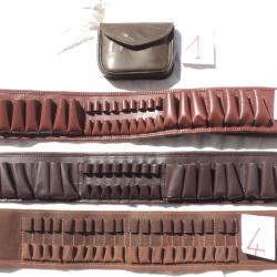 Lot de 4 cartouchi&egrave;res de ceinture en CUIR  pour balles ray&eacute;es et mixtes