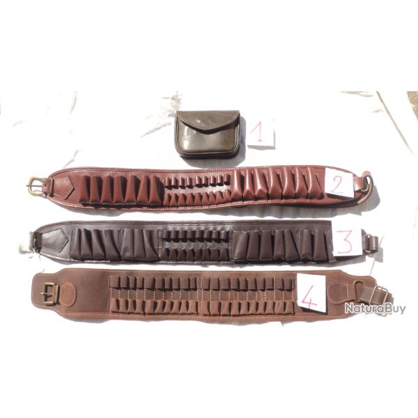 Lot de 4 cartouchi�res de ceinture en CUIR  pour balles ray�es et mixtes