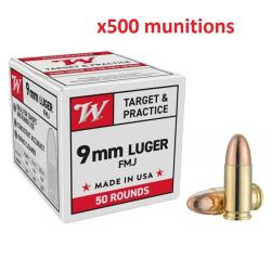 VENTE FLASH ! - Pack de 500 Balles Winchester Cal.9x19 FMJ 124gr (10 Boites de 50) - PROMO !