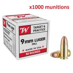 VENTE FLASH ! - Pack de 1000 Balles Winchester Cal.9x19 FMJ 124gr (20 boites de 50) - PROMO !