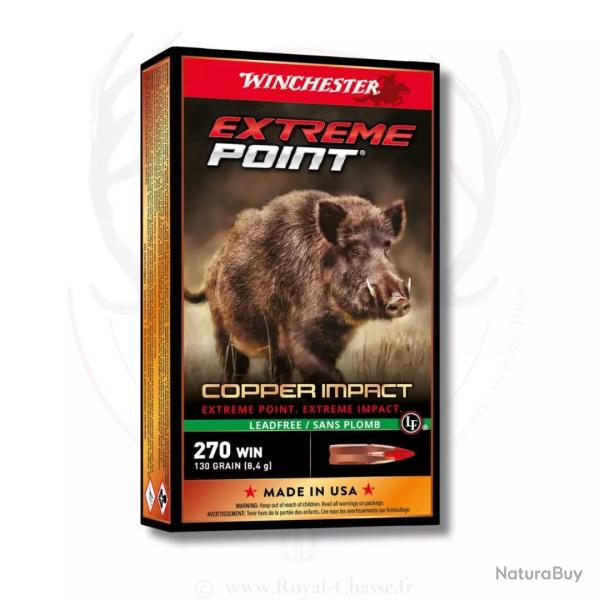 20 balles EXTREME POINT COPPER IMPACT Cal.270Win 130Grs WINCHESTER
