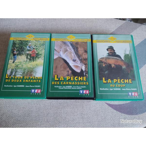 Lot de trois cassettes VHS Passion/p�che