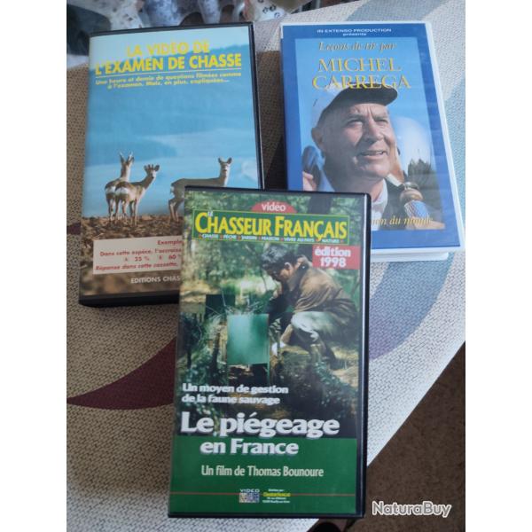 Lot de trois cassettes VHS Passion chasse/tir