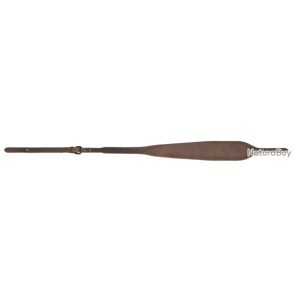 BRETELLE PLATE POUR CARABINE EN CUIR MARRON AVEC ATTACHES BOUTONS