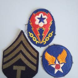 Lot 3 insignes tissu arm&eacute;e am&eacute;ricaine ww2