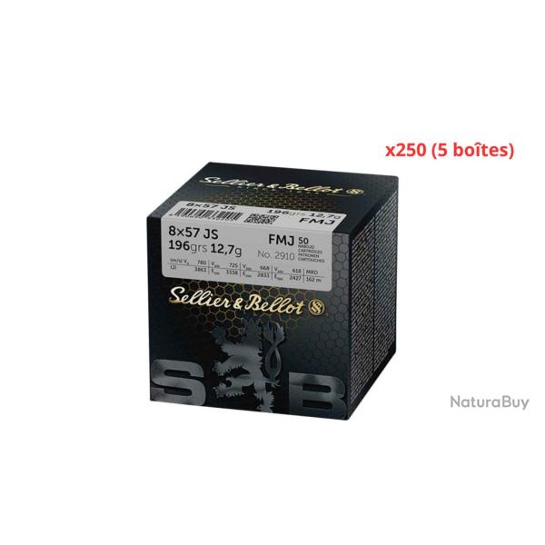 MUNITIONS SELLIER & BELLOT CALIBRE 8x57 JS FMJ 196gr - 12.7g x250 
