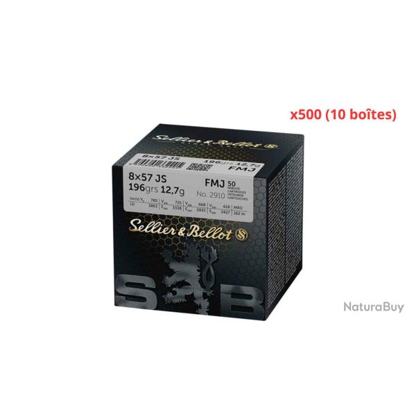 MUNITIONS SELLIER & BELLOT CALIBRE 8x57 JS FMJ 196gr - 12.7g x500 