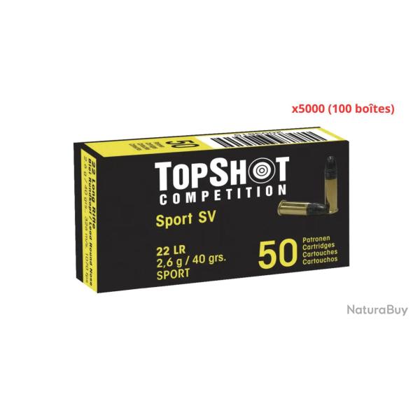 MUNITIONS TOP SHOT STANDARD VELOCITY LRN CALIBRE 22LR 40gr - 2.6g x5000 