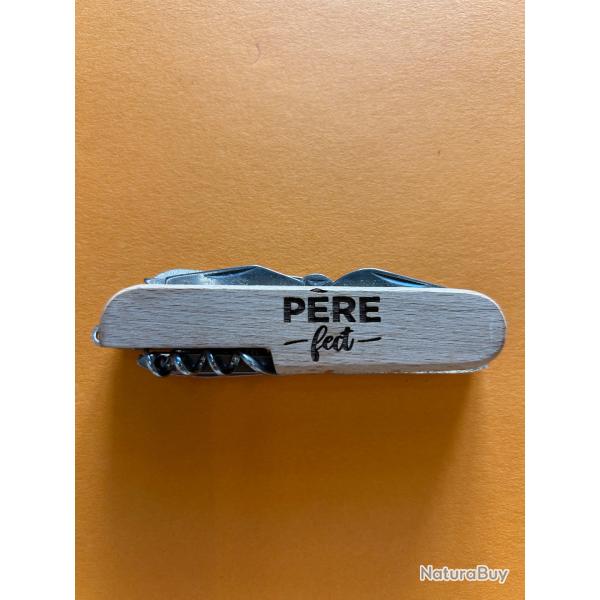 Couteau multifonction en bois personnalis� pour la f�te des p�res 11 en 1
