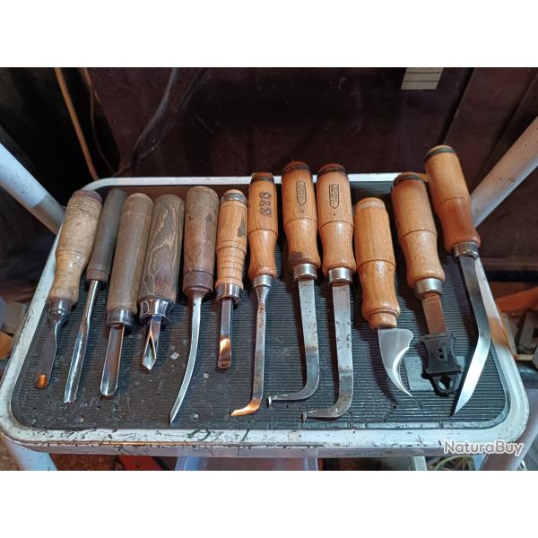 Rare lot anciens outils armurier crossier monteur sculpteur professionnel