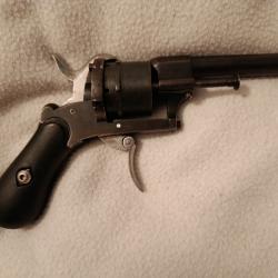 Revolver de poche / Pistolet Lefaucheux 7mm fonctionnel en l'&eacute;tat