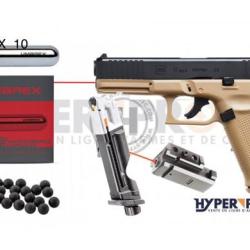 Pack ultime Glock 17 Gen 5 T4E Cal. 43 Coyote - Pistolet Balle Caoutchouc