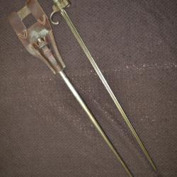 ba&iuml;onnette de fusil lebel 1886 compl&egrave;te avec le cuir
