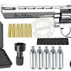 Pack Revolver &agrave; plombs 4,5 mm CO2 ASG Dan Wesson 6'' Chrom&eacute; (3 joules) - PROMOTION