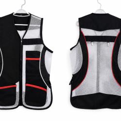 Gilet ball trap noir, blanc et rouge L