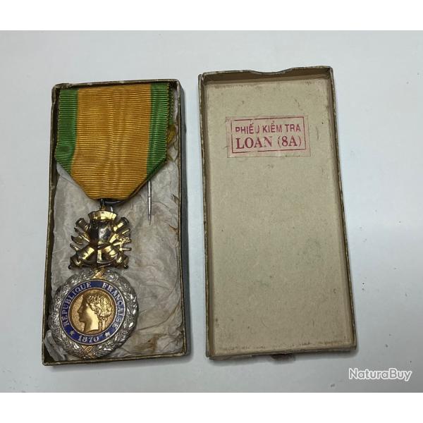 FRANCE INDOCHINE - M�daille militaire 1870 Troisi�me R�publique, Valeur et Discipline dans sa bo�te